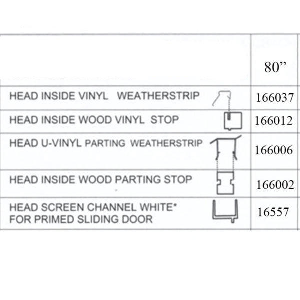 Head/Side Sliding Door Weatherstrip, 80” Vinyl - Tan