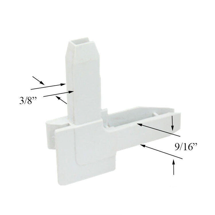 Window Screen Corner Key with Outside Flange Tab, Plastic, Left Hand - White
