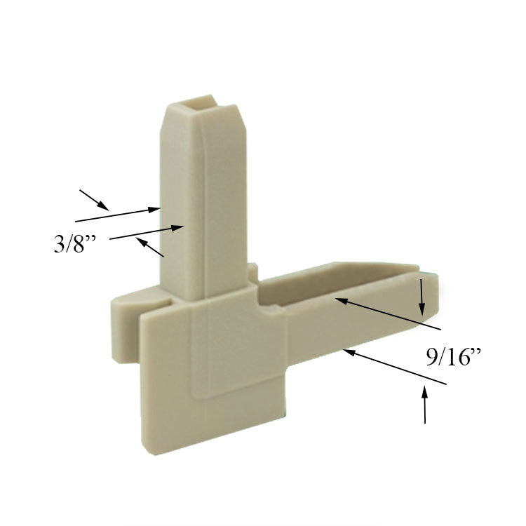 Window Screen Corner Key with Outside Flange Tab, Plastic, Right Hand - Tan