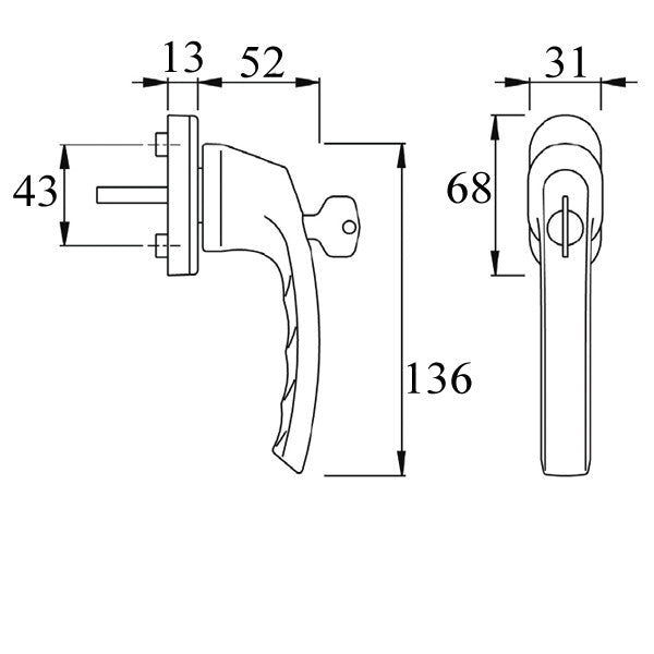 Luxembourg Lockable TBT Handle for Tilt & Turn Windows - Made of Aluminum - Silver