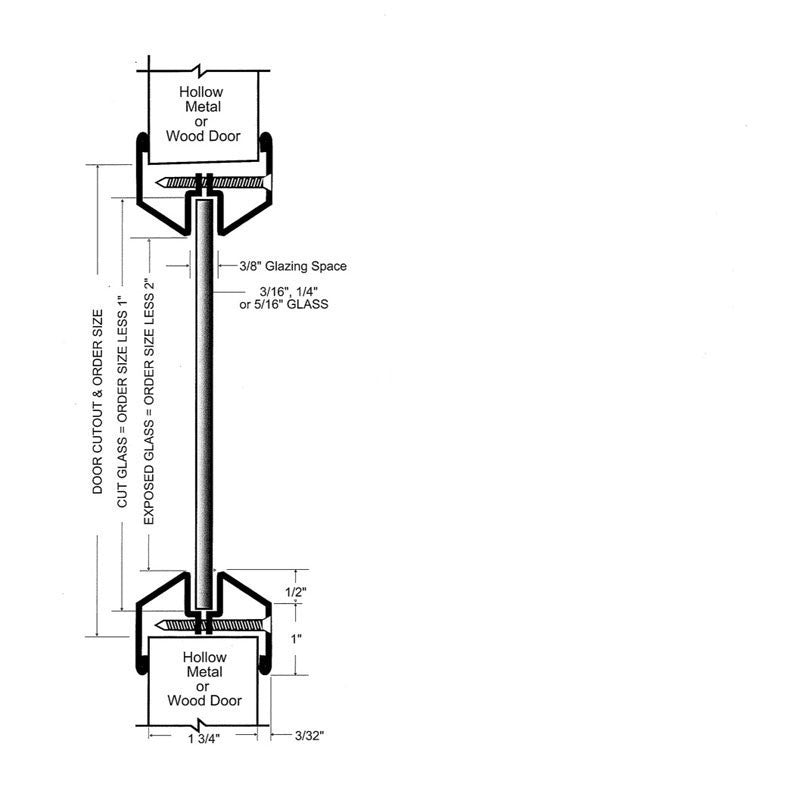 Commercial Door Lite 7" x 22" Clear Glass,