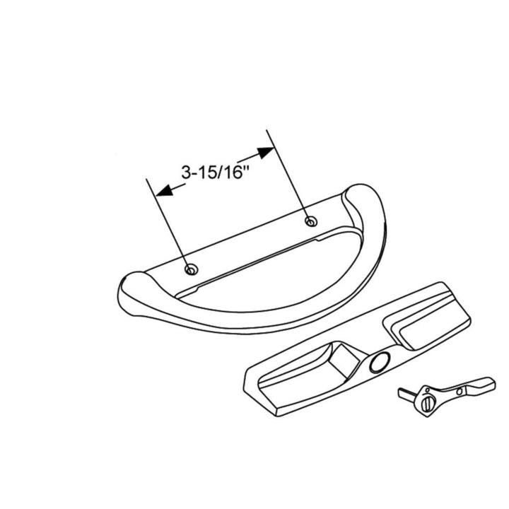 Truth Hardware Sliding Glass Patio Door Handle Set With 3-15/16" Screw Holes - White