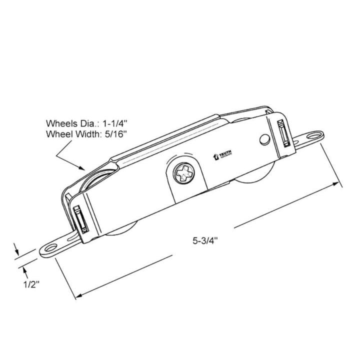 Truth Hardware Sliding Glass Patio Door 1-1/4" Tandem Steel Ball Bearing Roller Assembly 11/16" Wide Housing
