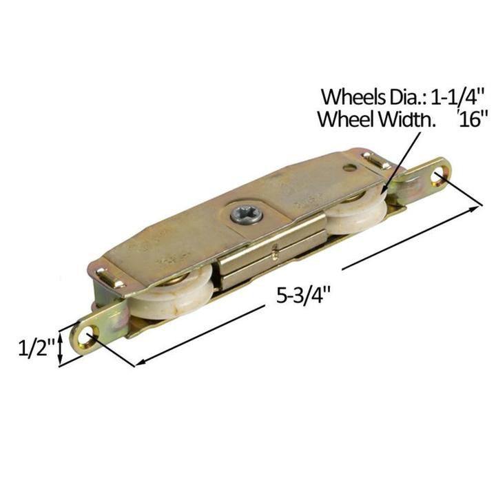 Truth Hardware Sliding Glass Patio Door 1-1/4" Tandem Nylon Rollers With 11/16" Wide Housing