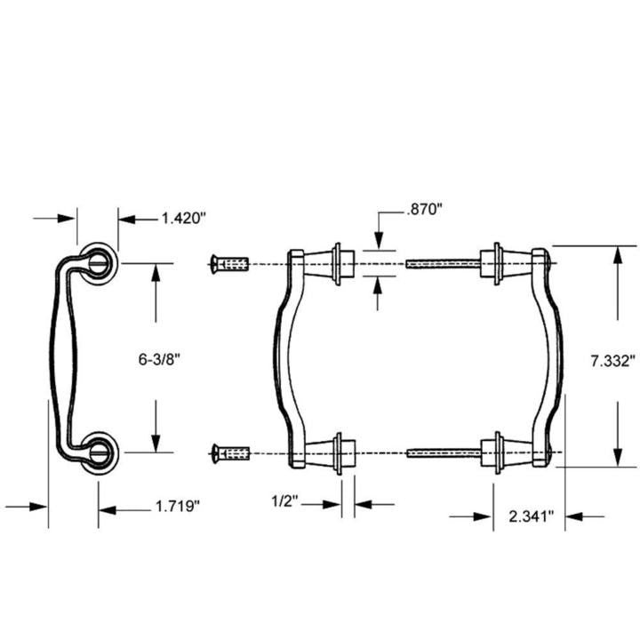 Truth Hardware Brass Pull Handle With 6-3/8" Hole Spacing