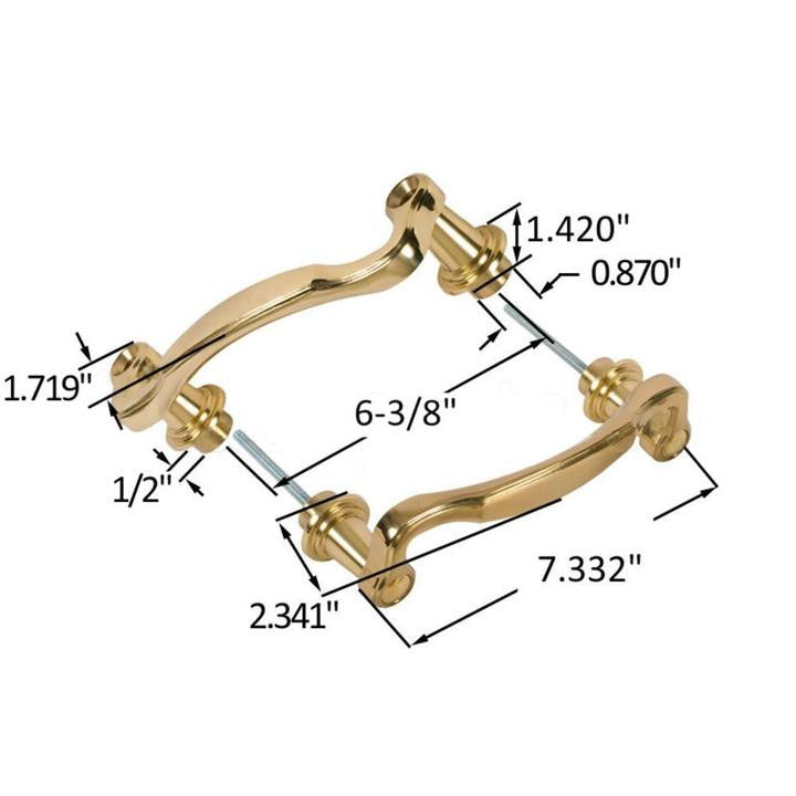 Truth Hardware Brass Pull Handle With 6-3/8" Hole Spacing