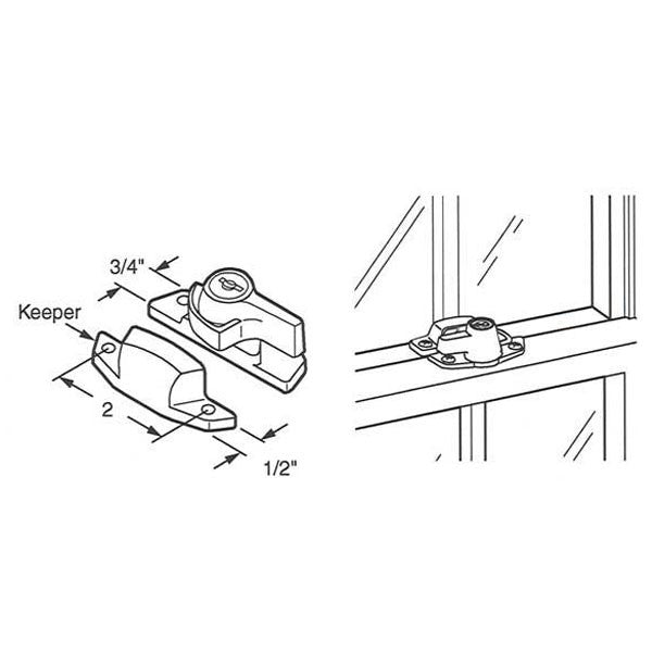 Keyed Sash Lock - White