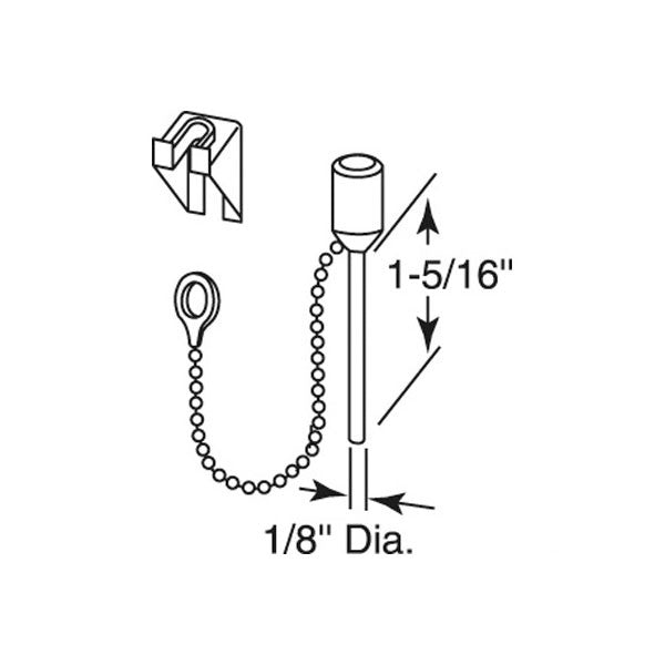Window Locking Pin, 1/8 inch Diameter - Aluminum