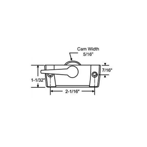 2-1/16 Inch Swivel Sash Lock - White