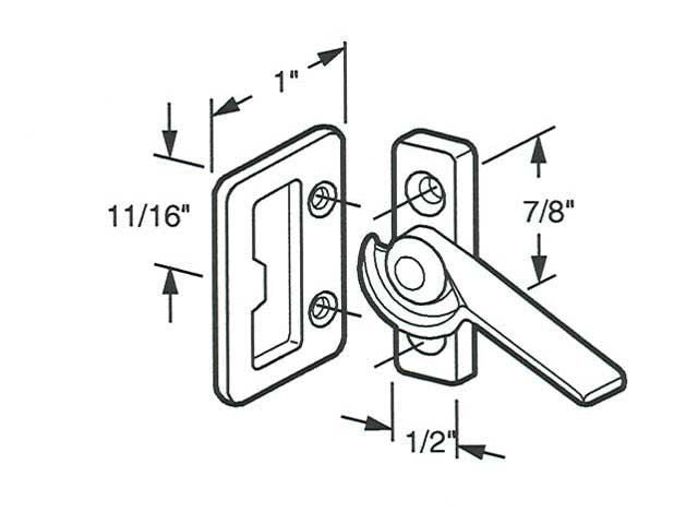 Window Latch, Aluminum Sash Hardware, Diecast (Left Hand) - Bright Zinc