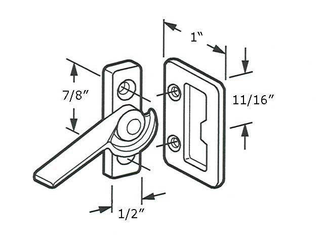 Latch - Vinyl and Aluminum Sash Hardware, Diecast (Right Hand) - Bright Zinc
