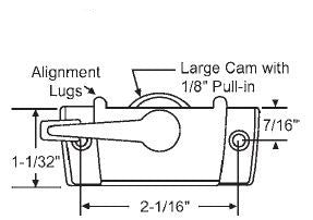 Sweep Lock, Trimline with Lugs, 2-1/16 Holes - White