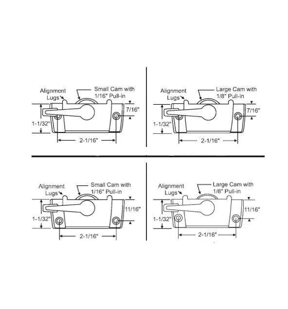 Sweep Lock, Trimline with Lugs, 2-1/16 Holes - White