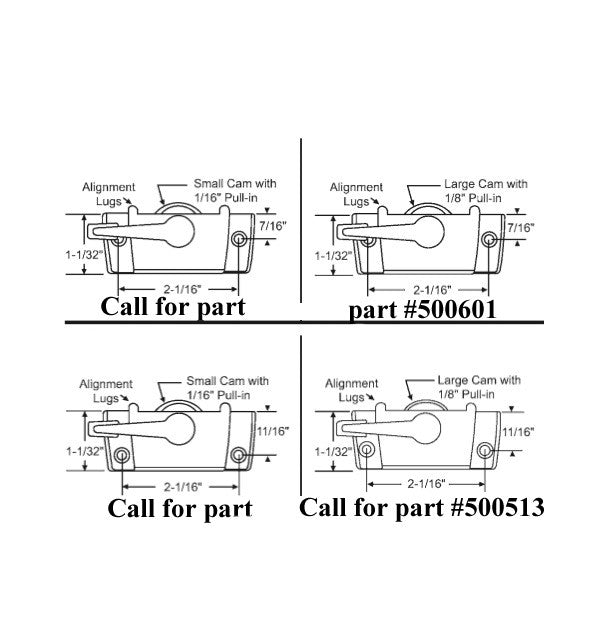 Sweep Lock, Trimline with Lugs, 2-1/16 Holes - White