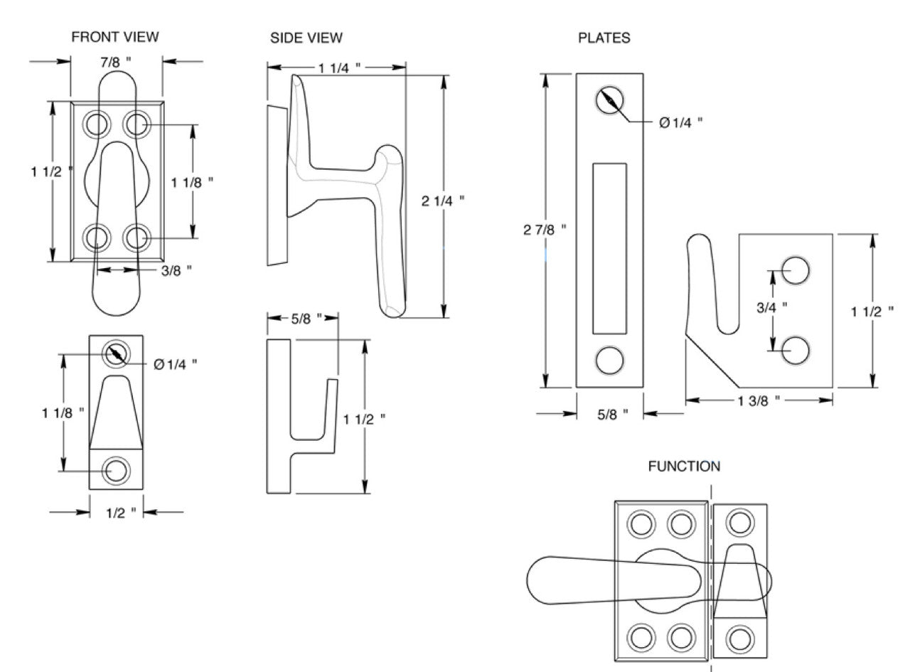 Casement Window Fastener, Small Sash / Cabinet Lock -