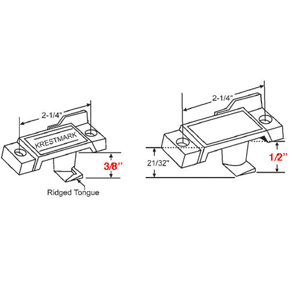 Acorn Window Parts: 1/2 inch Offset sash lock / Latch - White *DISCONTINUED*
