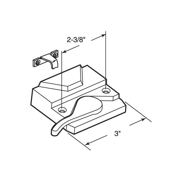 Sash Lock - 2-3/8 Hole Spacing, Casement Windows, RH - White