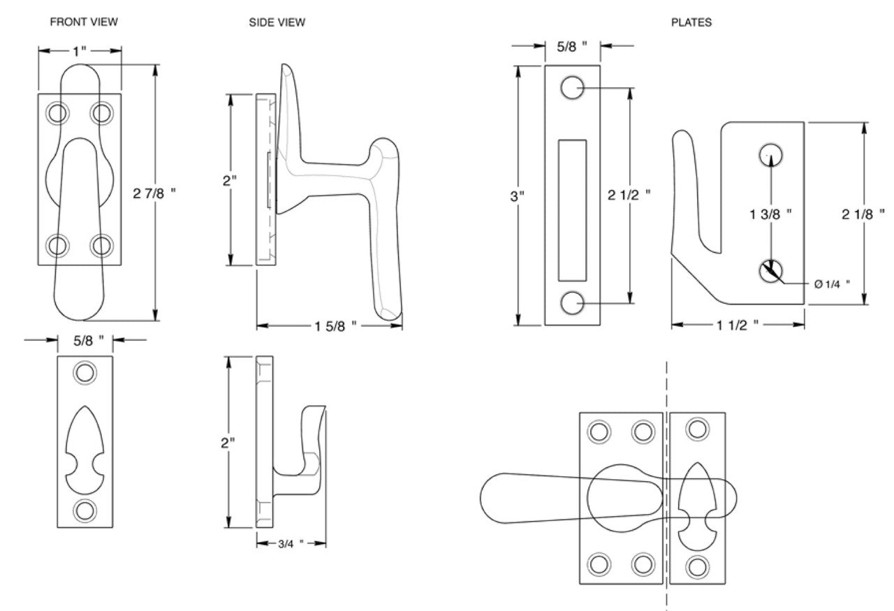 Casement Window Fastener, Medium Sash & Cabinet Lock
