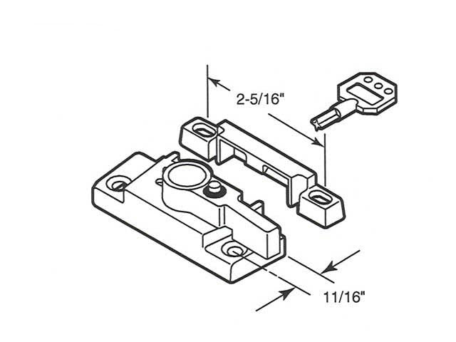 Sash / Cam Lock (Keyed) - Vinyl and Aluminum Sash Hardware, Diecast - White