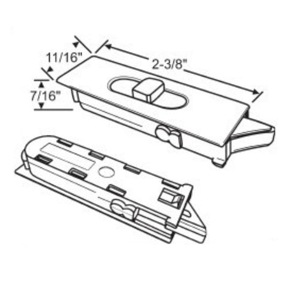 Tilt Latch, Slide in Plastic, Pairs - White