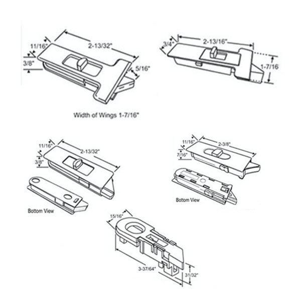 Tilt Latch, Slide in Plastic, Pairs - White