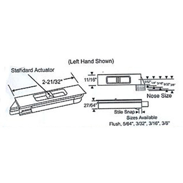 Tilt Latch, Slide in Plastic, Left Hand - White