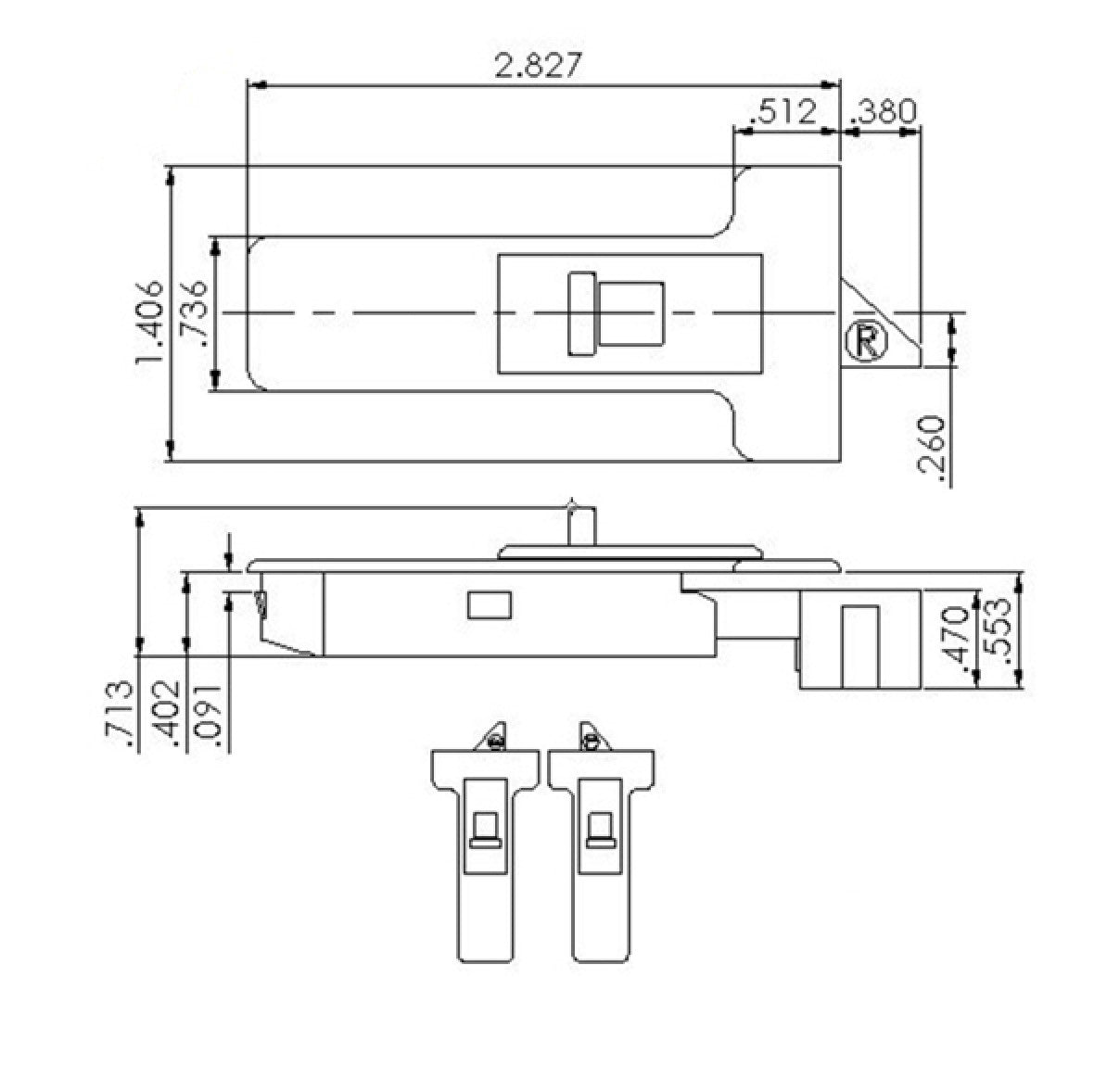 Tilt Latch, T - Shape, LH/RH Pair, Large 2-13/16 - White