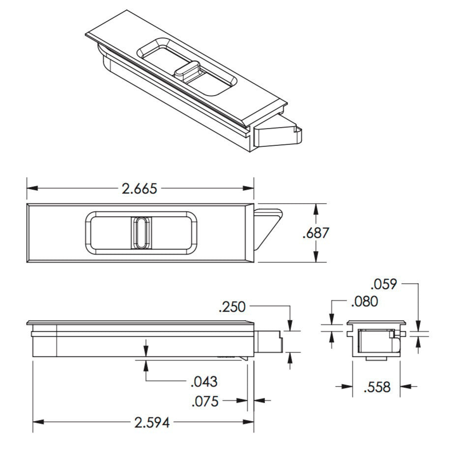 Sightline Tilt Latch, 2-11/16" Length Left Hand - Tan * Discontinued *