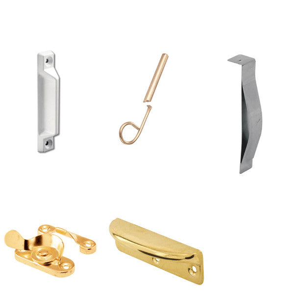 Sash Lift - Wood Sash Hardware, Stamped Steel - Antique Bras