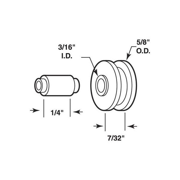 Roller (Grooved) - Sliding Windows, Nylon / Aluminum *DISCONTINUED*