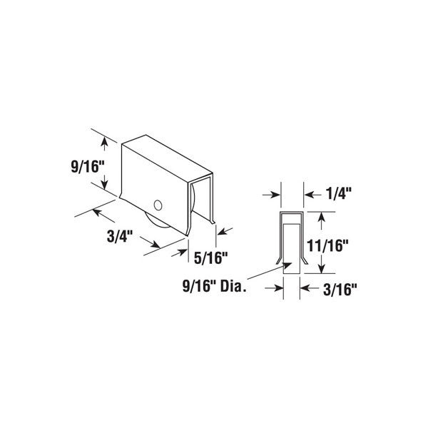 Roller Assembly (Flat) 9/16" Dia - Sliding Windows, Showcase / Storm - *DISCONTINUED*