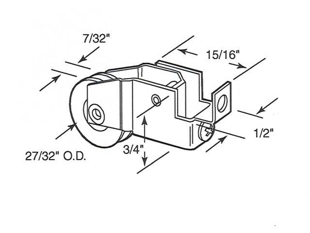 Roller Assembly (Grooved) - Sliding Windows, Steel - Ball Bearing