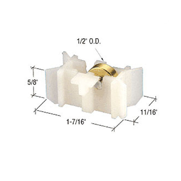Roller Assembly (Flat) - Sliding Windows, Nylon / Steel - White
