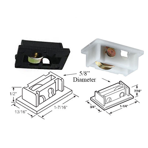 Sliding Window Roller Assembly, 5/8 inch Wheel Diameter, Nylon