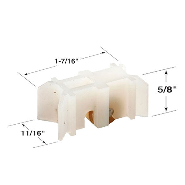 Sliding Window Roller Assembly, Flat Steel Wheel, Nylon Housing, No Tab - White