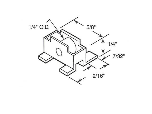 Roller Assembly (Flat) - Sliding Windows, Nylon / Brass *DISCONTINUED*