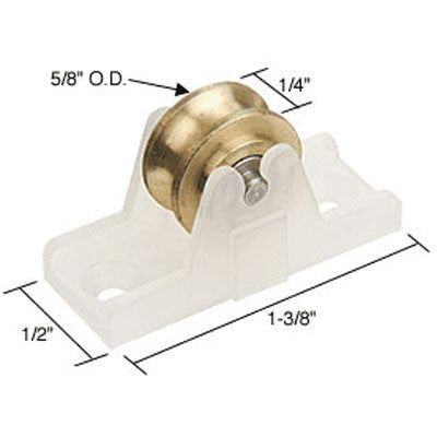 Roller Assembly (Grooved) - Sliding Windows, Brass/Nylon/Steel