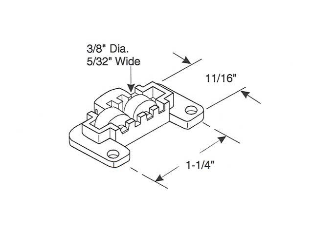 Roller Assembly (Flat) - Sliding Windows, Nylon/Brass/Steel