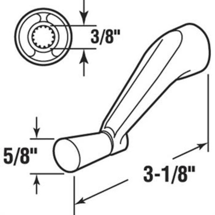 Crank Handle with 3/8" Spline for Andersen Windows - Stone