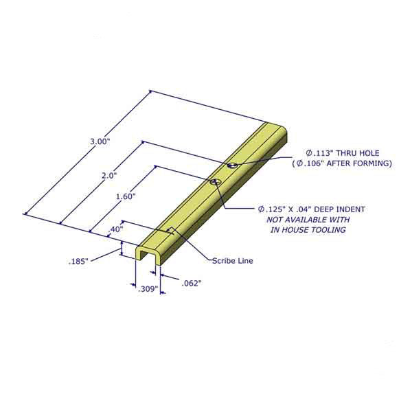Pivot Bar, 3", 1 Hole, Universal Design, Stamped Steel
