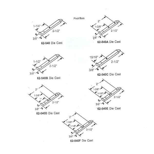 Pivot Bar, 2-1/2", 2 Hole, L-Head, Vinyl Tilt in Window, Zinc Die Cast *DISCONTINUED*