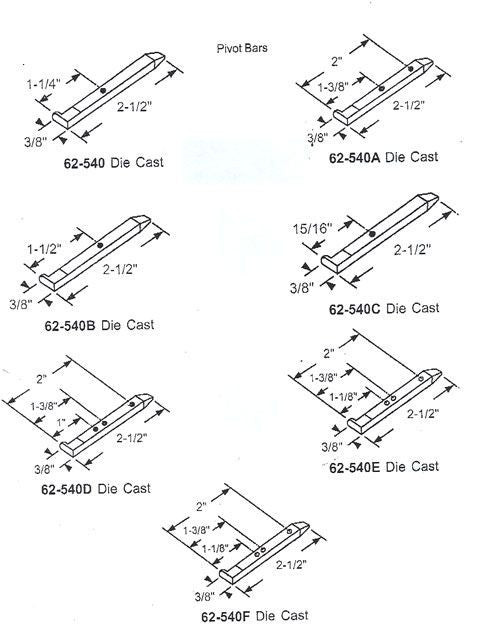 Pivot Bar, Tilt Window, 1 Holes, 2-1/2 inch, Zinc Die Cast