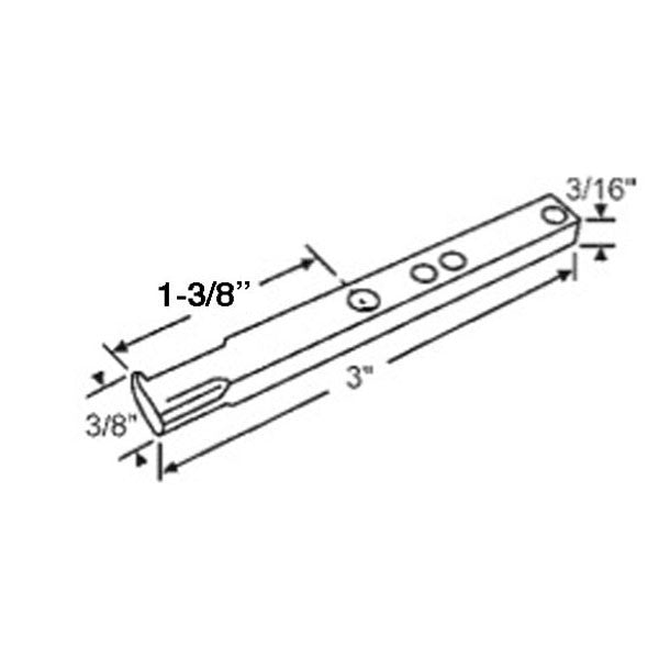 Pivot Bar, 3 inch, 4 Hole Columbia / Boreal Vinyl Window - Zinc