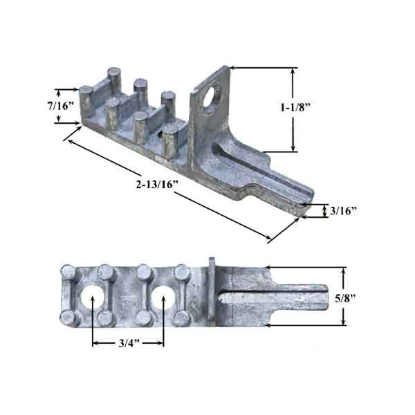 Metal Pivot Pin with Posts Window World, Zinc *DISCONTINUED*
