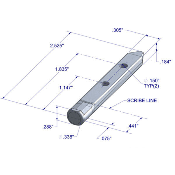 Pivot Bar, 2-1/2", 2 Hole Round Head, Zinc Die Cast