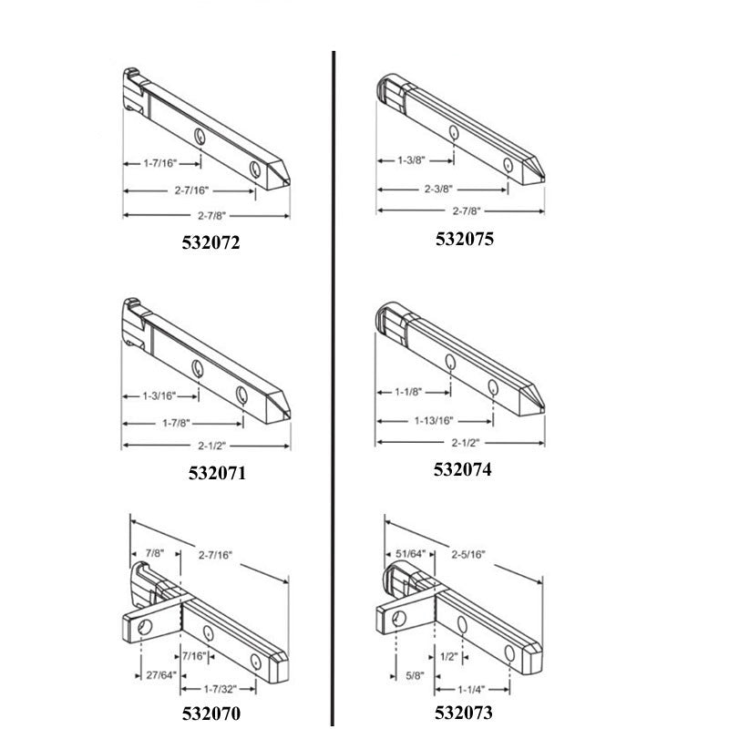 Pivot Bar, 2-1/2", 2 Hole Round Head, Zinc Die Cast