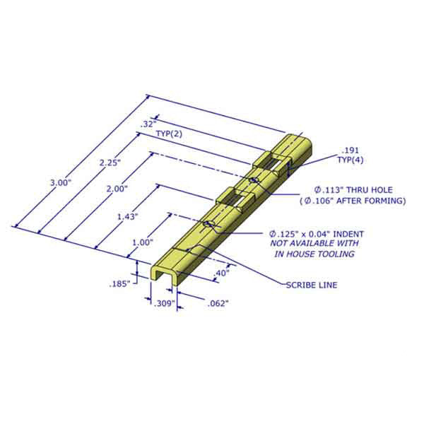 Pivot Bar, 3", 3 Hole, Stamped Steel