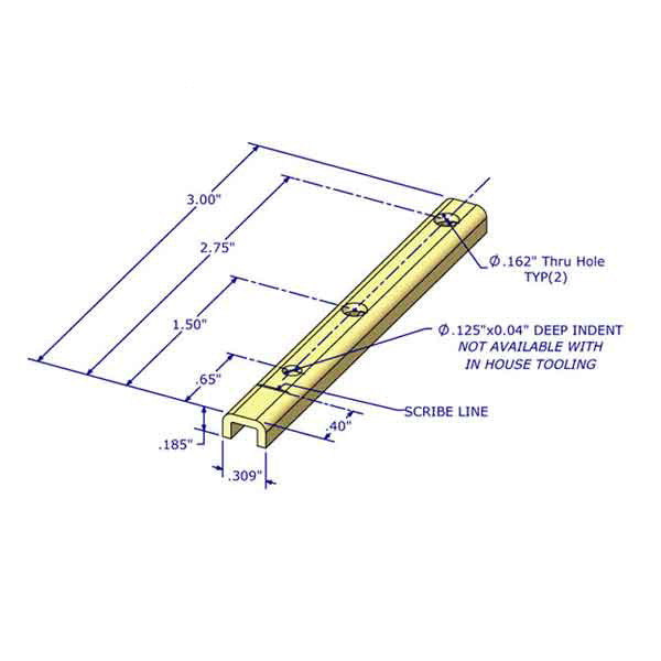 Pivot Bar 3", 2 Holes, Stamped Steel