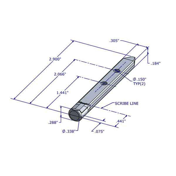 Pivot Bar 2.9", 2 Holes, Zinc Die Cast