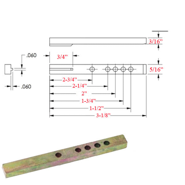 Pivot Bar 3-1/8 Inch Yellow Zinc